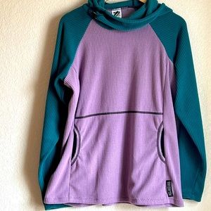 Melanzana micro grid hoodie V2, Purple and Teal